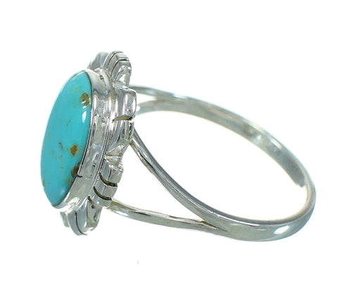 Southwestern Silver And Turquoise Jewelry Ring Size 7-3/4 YX70010